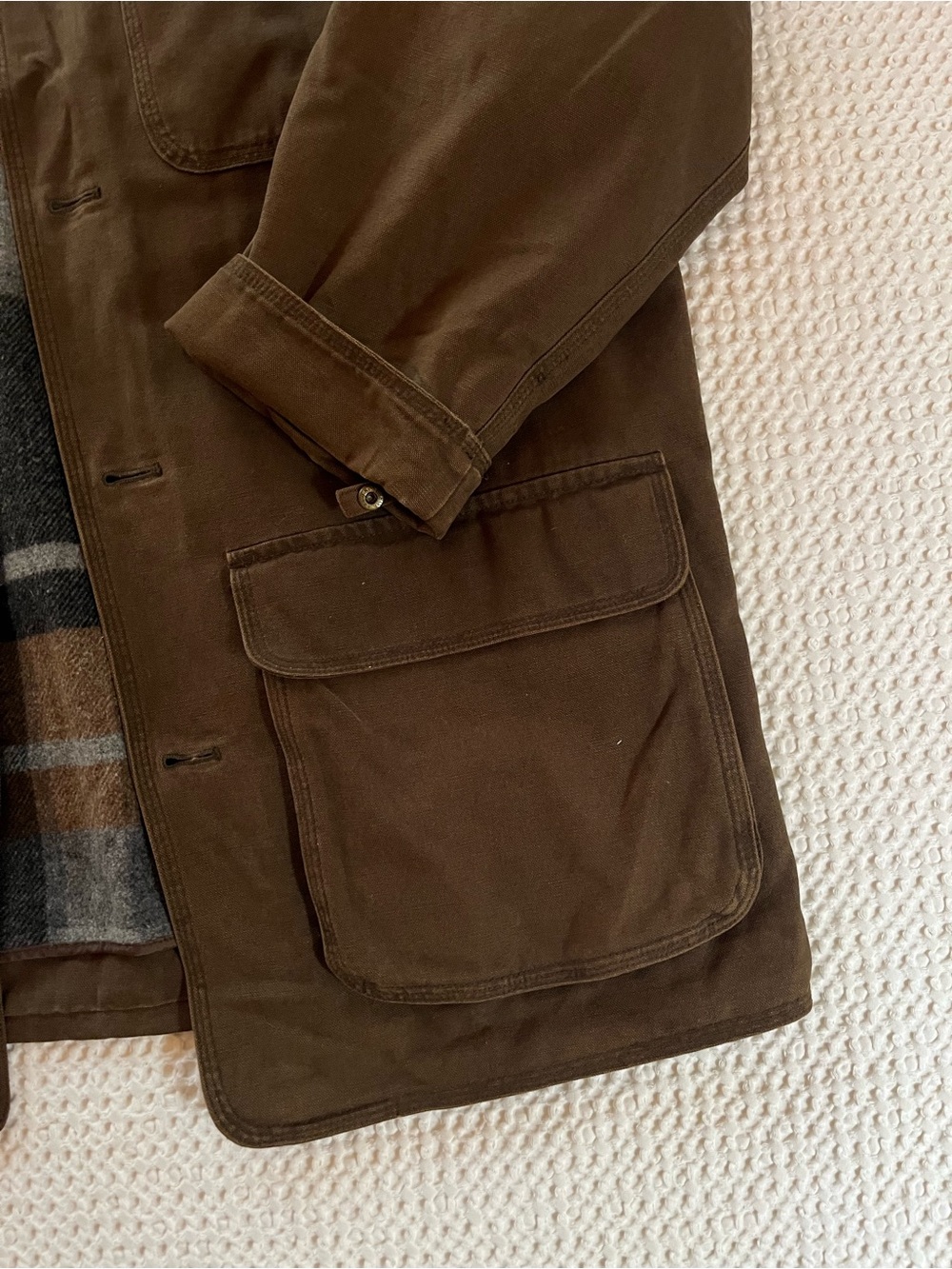 J. Crew Vintage Oarsman Brown Men's Field Barn Jacket with Leather Collar - Picture 2 of 6